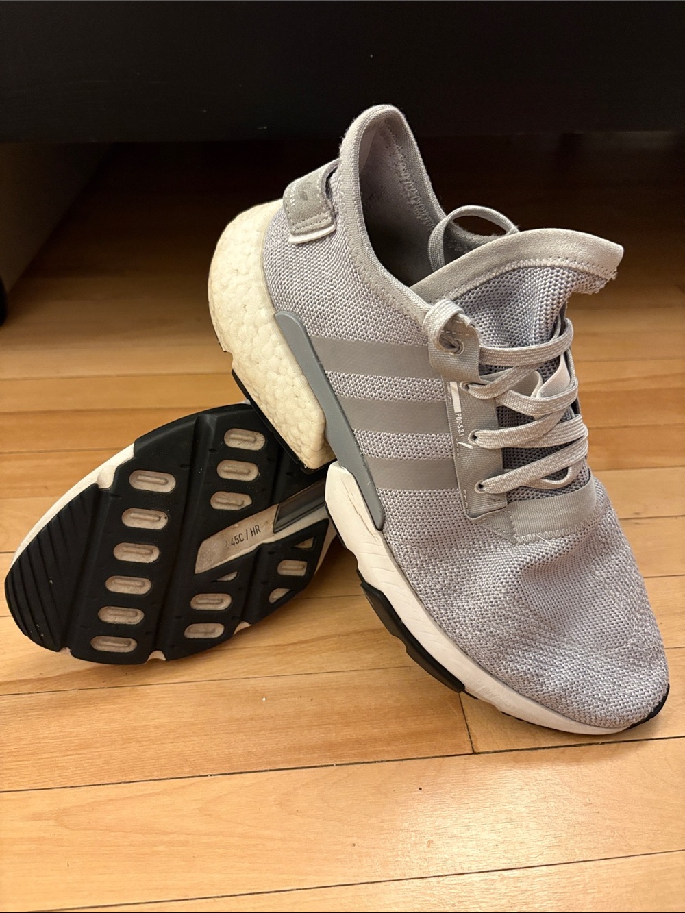 adidas Men's Light Gray Knit Lace-Up Sneakers